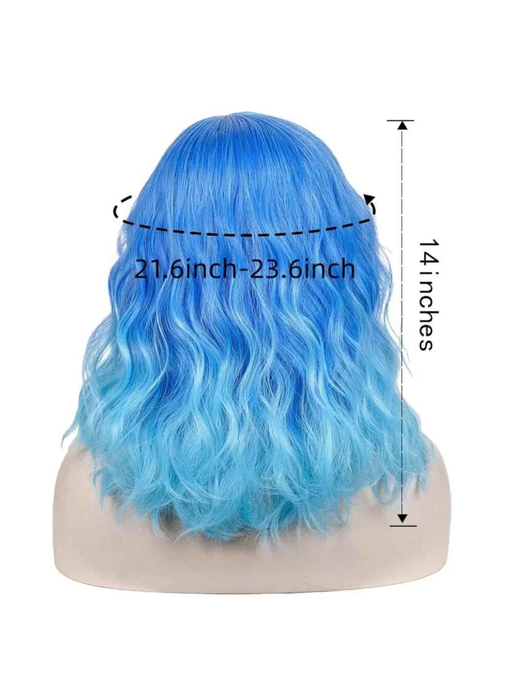 Women's Blue Ombre Wavy Curly Bob Wig Heat Resistant Cosplay Halloween Party